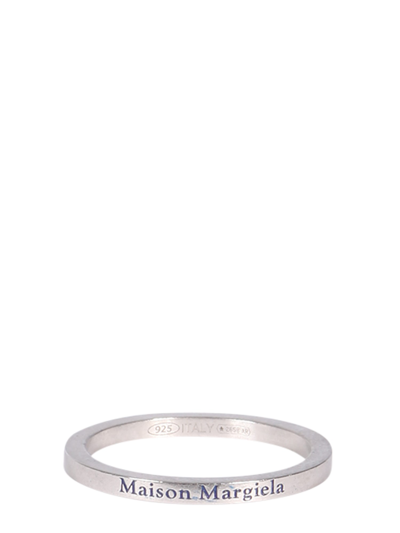 Shop Maison Margiela Ring With Logo In Silver