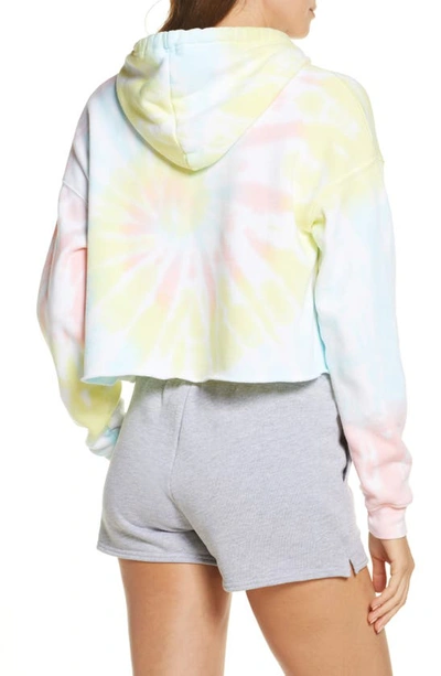 Shop Bella Plus Canvas Crop Tie Dye Hoodie In Rainbow Pastel