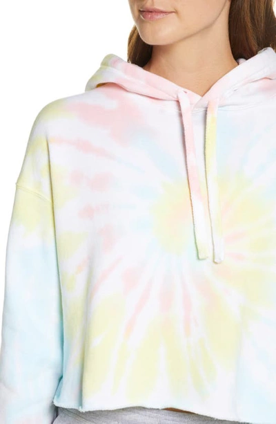 Shop Bella Plus Canvas Crop Tie Dye Hoodie In Rainbow Pastel