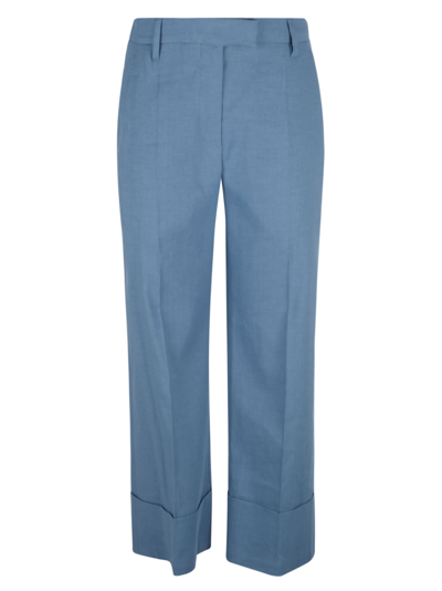 Shop Brunello Cucinelli Straight Leg Plain Trousers In Azzurro