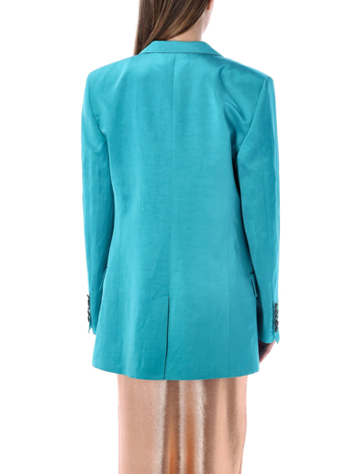 Shop Tom Ford Lustruous Viscose Linen Relatxed Fit Jacket In Blue Bird