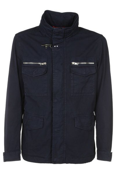 Shop Fay Multi-pocket Concealed Jacket In Blu
