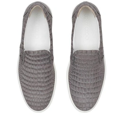 GROVE Cloud Grey Croc Printed Nubuck Slip On Trainers