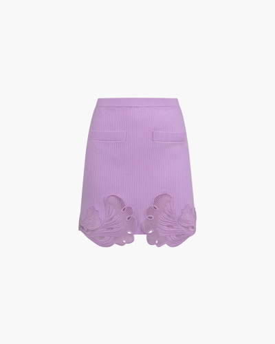 Shop Self-portrait Mini Skirt With Lace Details In Lilac