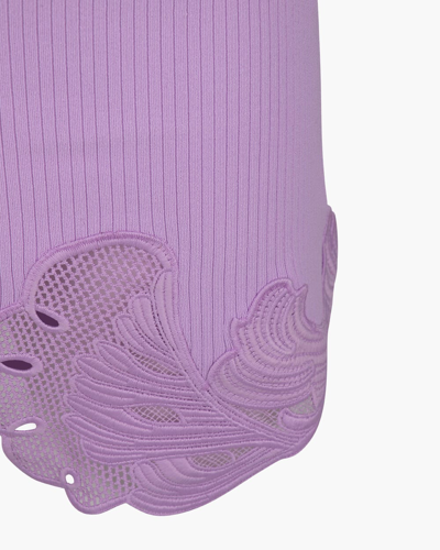 Shop Self-portrait Mini Skirt With Lace Details In Lilac
