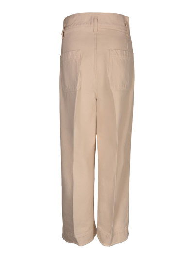 Shop Tanaka Double-buttoned Trousers In Rinsed Raw White