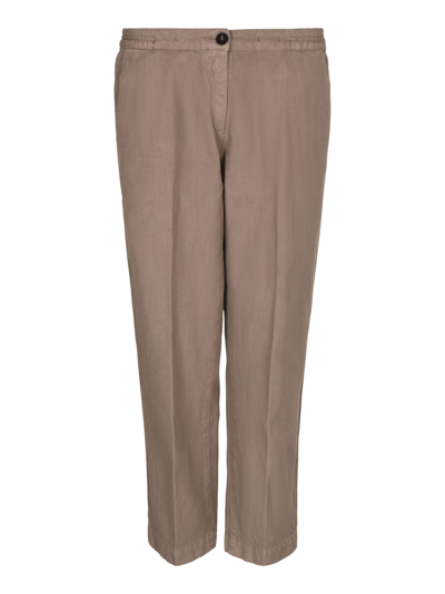 Shop Massimo Alba Buttoned Elastic Waist Trousers In Walnut