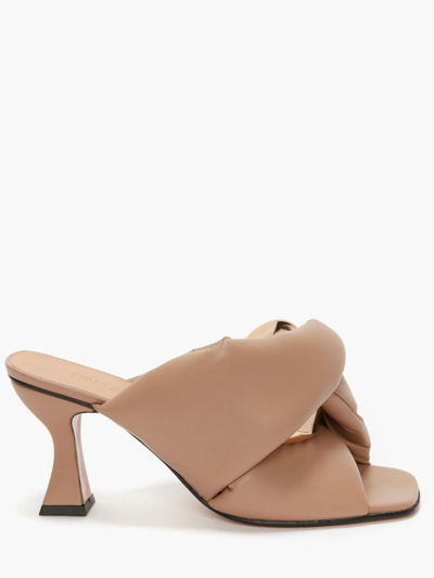 Shop Jw Anderson Chain Twist Leather Mules In Neutrals