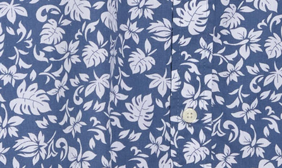 Shop Slate And Stone Hawaiian Print Short Sleeve Poplin Shirt In Navy Hawaiian Print