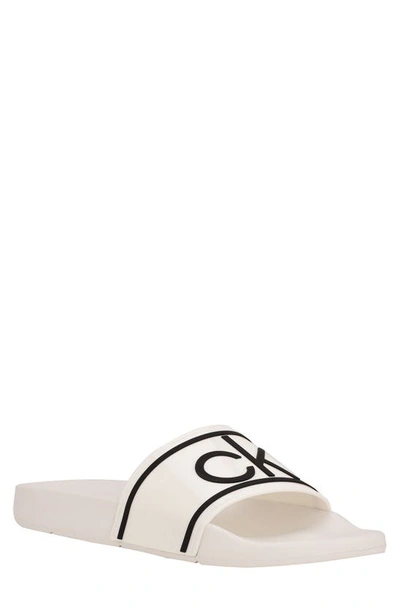 Shop Calvin Klein Austin Slide Sandal In White/ Black