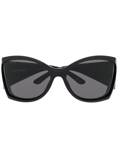 Shop Balenciaga Void Butterfly-frame Sunglasses In Black