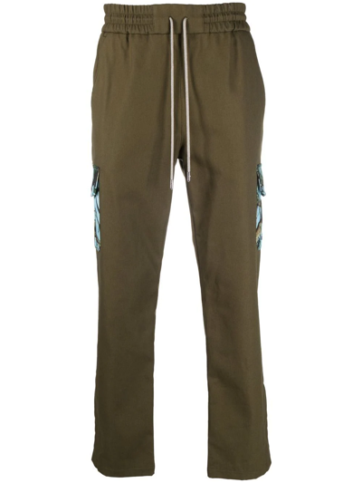 Shop Just Don Embroidered Drawstring Trousers In Green