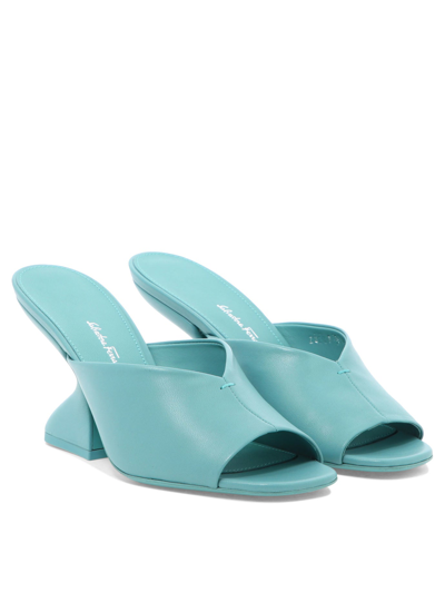 Shop Ferragamo "sansu" Sandals In Light Blue