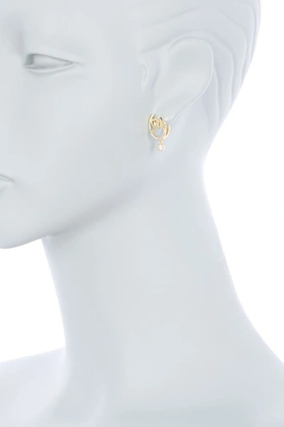 Shop Best Silver 18k Yellow Gold Plated Sterling Silver Love Crystal Huggie Earrings