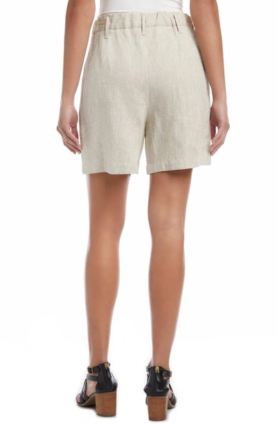 Karen Kane Pleat Front Linen Shorts In Natural