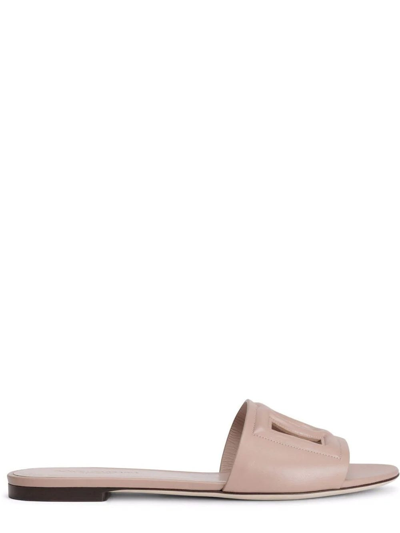 Shop Dolce & Gabbana Dg Millennials Logo Pink Slides Sandals