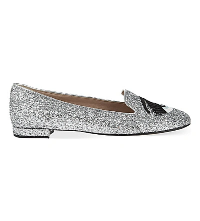 Chiara Ferragni Flirting Glitter Slippers In Silver