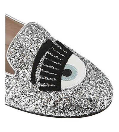 Shop Chiara Ferragni Flirting Glitter Slippers In Silver