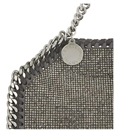 Stella Mccartney Falabella Tiny Baby Bella Shimmer Faux-suede Tote In Ruthenium