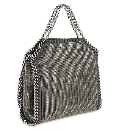 Shop Stella Mccartney Falabella Tiny Crystal Shoulder Bag In Ruthenium