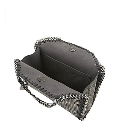 Shop Stella Mccartney Falabella Tiny Crystal Shoulder Bag In Ruthenium