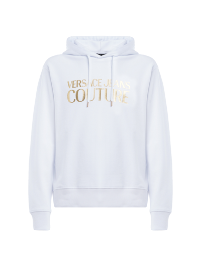 Versace Jeans Couture Hoodie With Lamina Logo Print In White | ModeSens