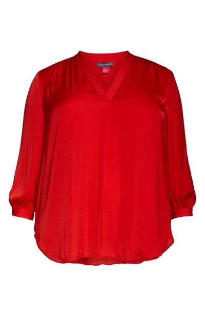 Shop Vince Camuto Rumple Satin Blouse In Crimson Red