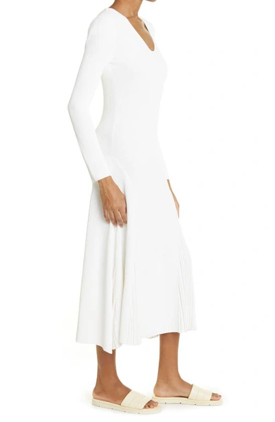 Shop Partow Maddox Rib Long Sleeve Midi Sweater Dress In Bone