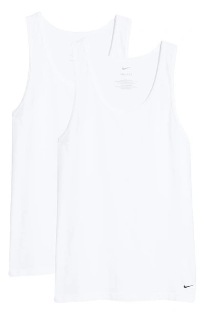 Shop Nike 2-pack Dri-fit Stretch Cotton Tanks In White