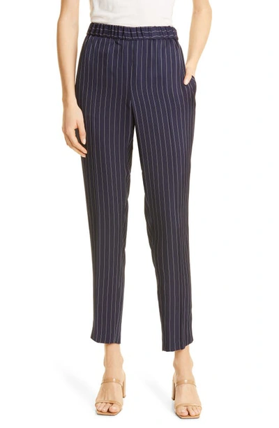 Hugo Boss Tariyana Stripe Slim Fit Ankle Trousers In Midnight