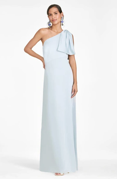 Shop Sachin & Babi One-shoulder Satin Charmeuse Gown In Ice Blue