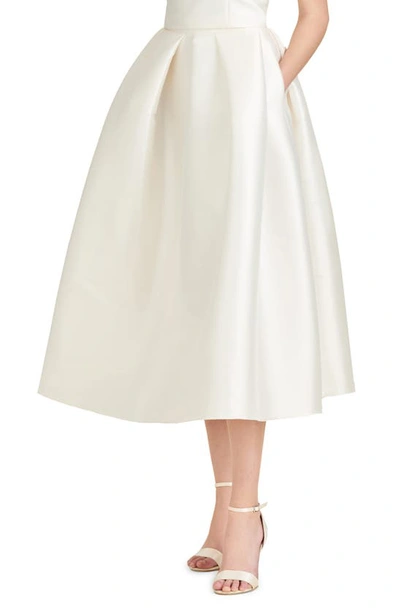 Sachin & Babi Leighton Flared Satin Midi-skirt In Off White