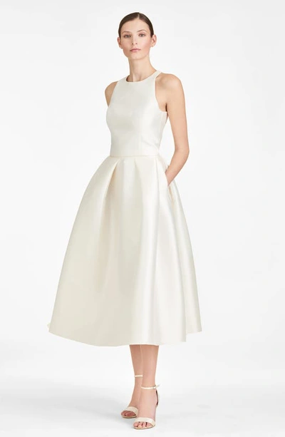 Sachin & Babi Leighton Flared Satin Midi-skirt In Off White