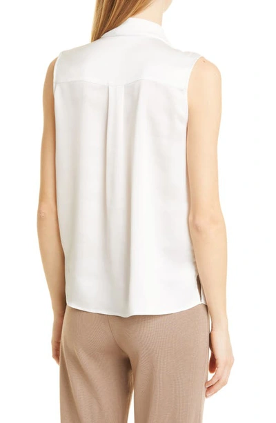 Misook Cascading Lapel Sleeveless Top In White