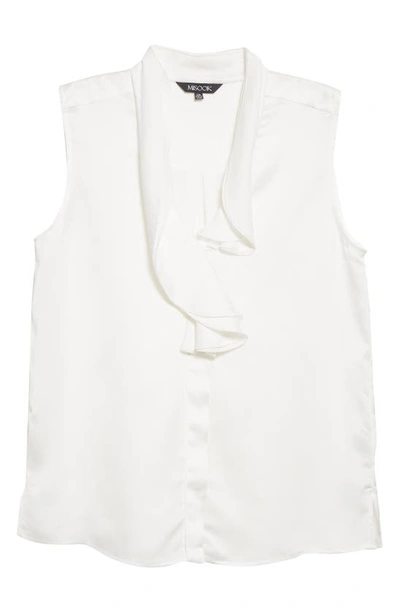 Misook Cascading Lapel Sleeveless Top In White
