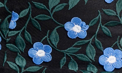 Dress The Population Ellina Embroidered Floral Body-con Dress In Sky Blue Multi