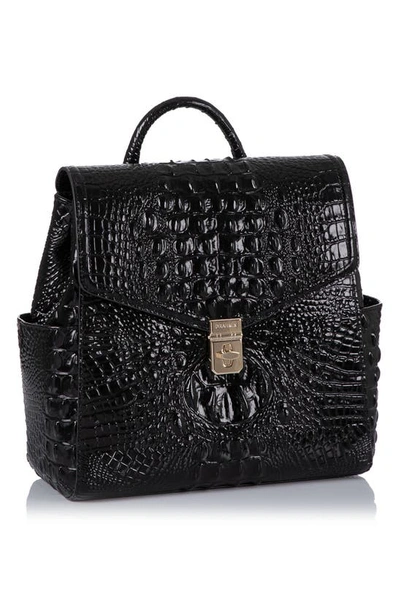 Shop Brahmin Liz Croc Embossed Leather Convertible Backpack In Black