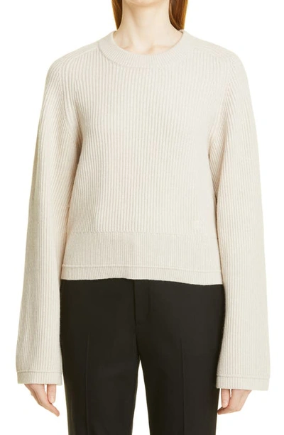 Shop Maria Mcmanus Split Sleeve Rib Organic Cotton & Cashmere Sweater In Crema