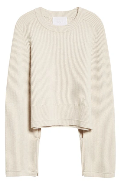 Shop Maria Mcmanus Split Sleeve Rib Organic Cotton & Cashmere Sweater In Crema