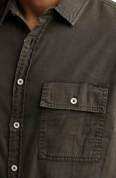 Rowan Warwick Heritage Twill Short Sleeve Button-up Shirt In Dark Olive