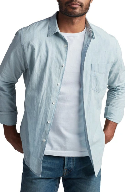 Shop Rowan Pecos Cotton Chambray Button-up Shirt In Washed Indigo