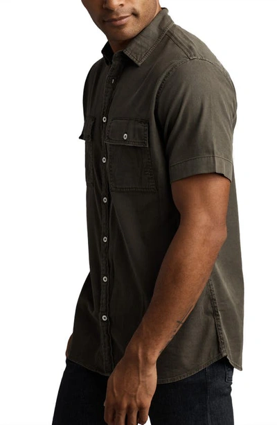 Rowan Warwick Heritage Twill Short Sleeve Button-up Shirt In Dark Olive