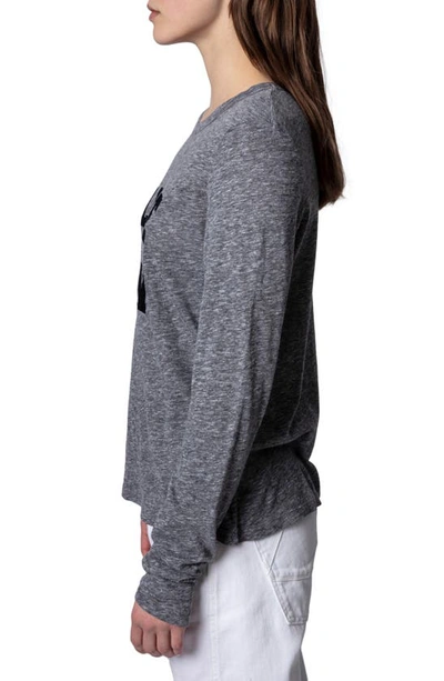 Shop Zadig & Voltaire Love Now Long Sleeve Graphic Tee In Gris Chine