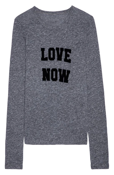 Shop Zadig & Voltaire Love Now Long Sleeve Graphic Tee In Gris Chine