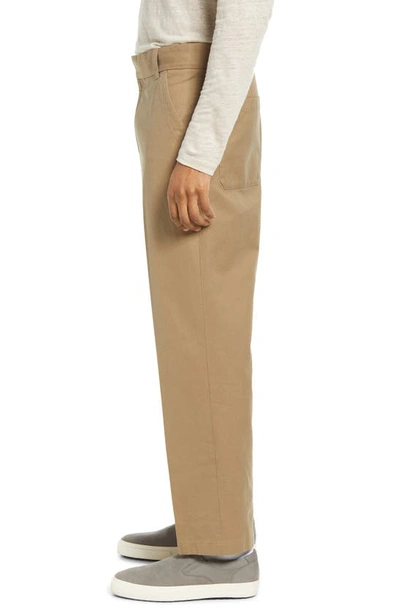 Shop Vince Relaxed Cotton Blend Trousers In Iron Woods
