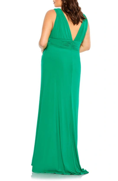 Shop Mac Duggal Draped A-line Gown In Jade