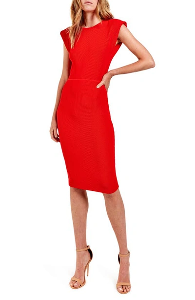 Shop As By Df Ava Ribbed Sheath Dress In Flame