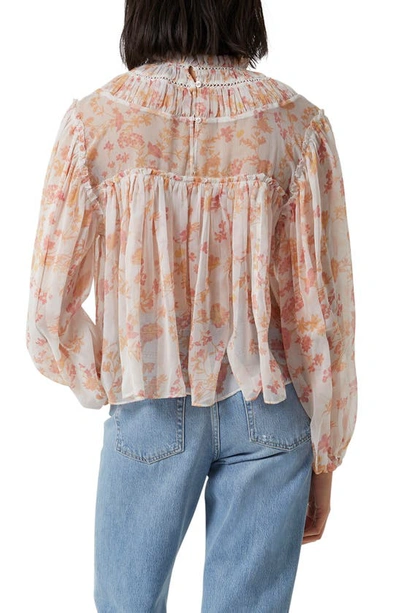 Shop French Connection Diana Crinkle High Neck Blouse In Classic Cream Multi