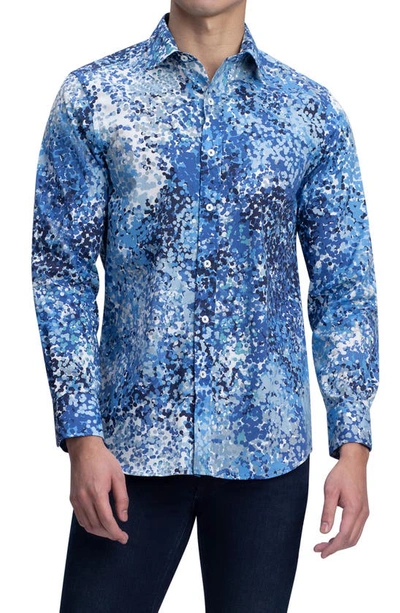 Shop Bugatchi Shaped Fit Stretch Cotton Button-up Shirt In Classic Blue