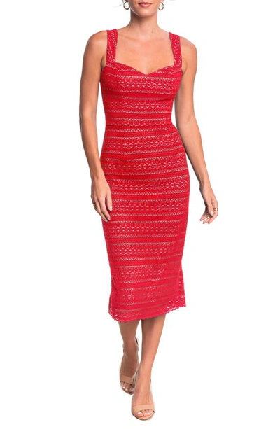 Dress The Population Nicole Lace Sheath Dress In Garnet